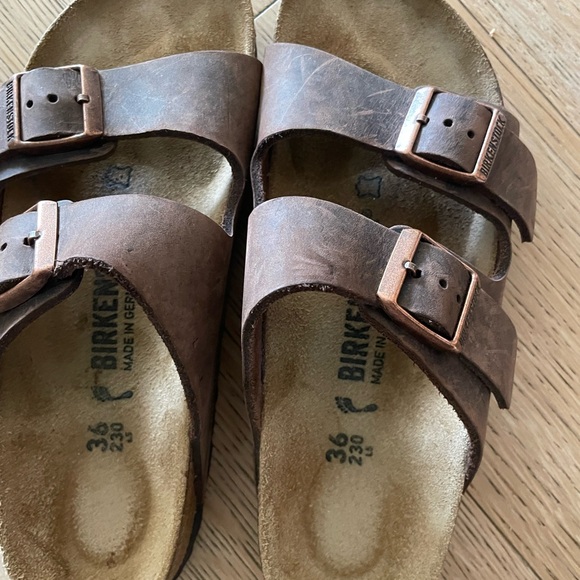 Birkenstock Dark Brown Leather Sandals - Picture 1 of 3